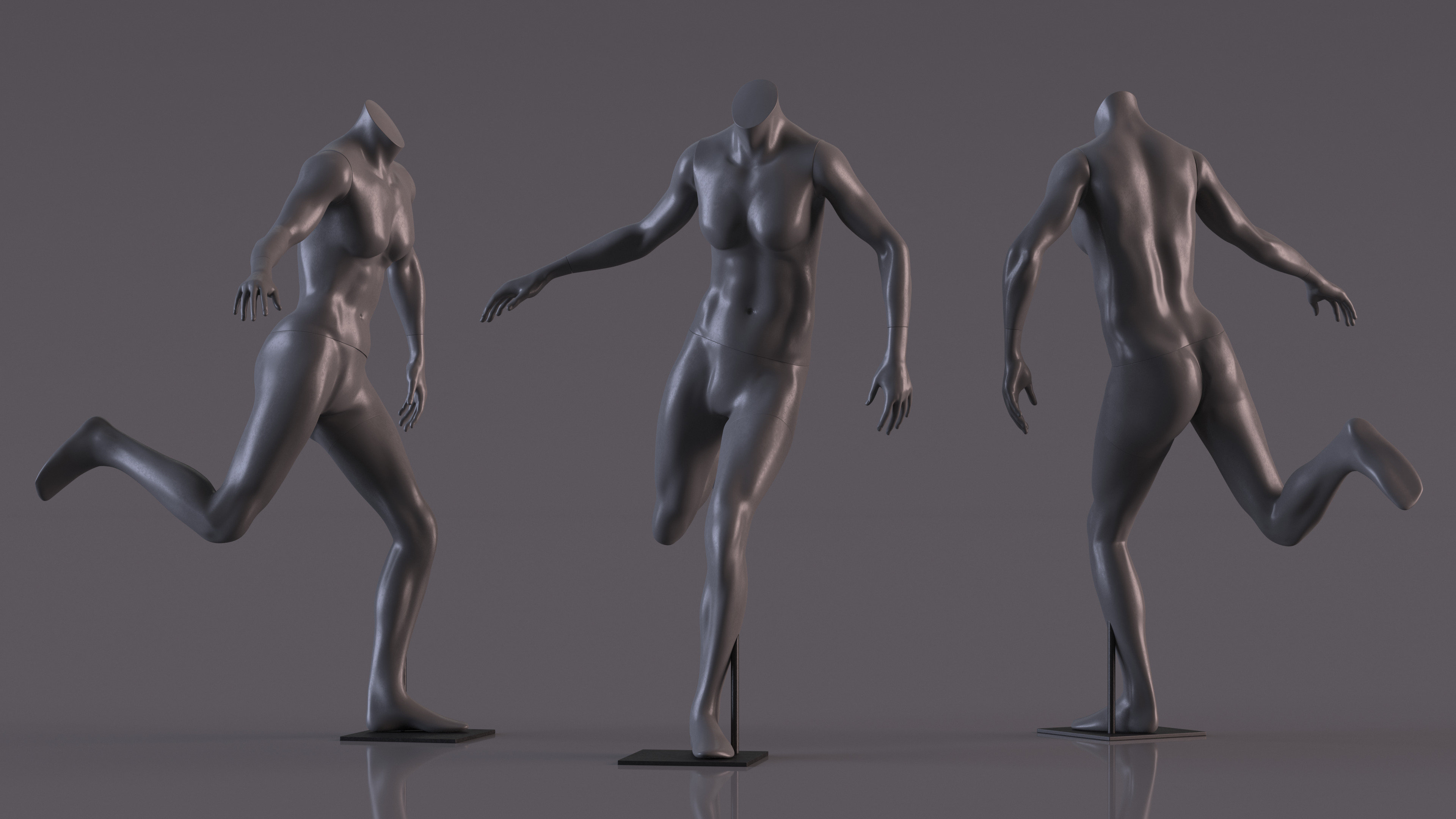 Black Female Sports Mannequin Running 3D