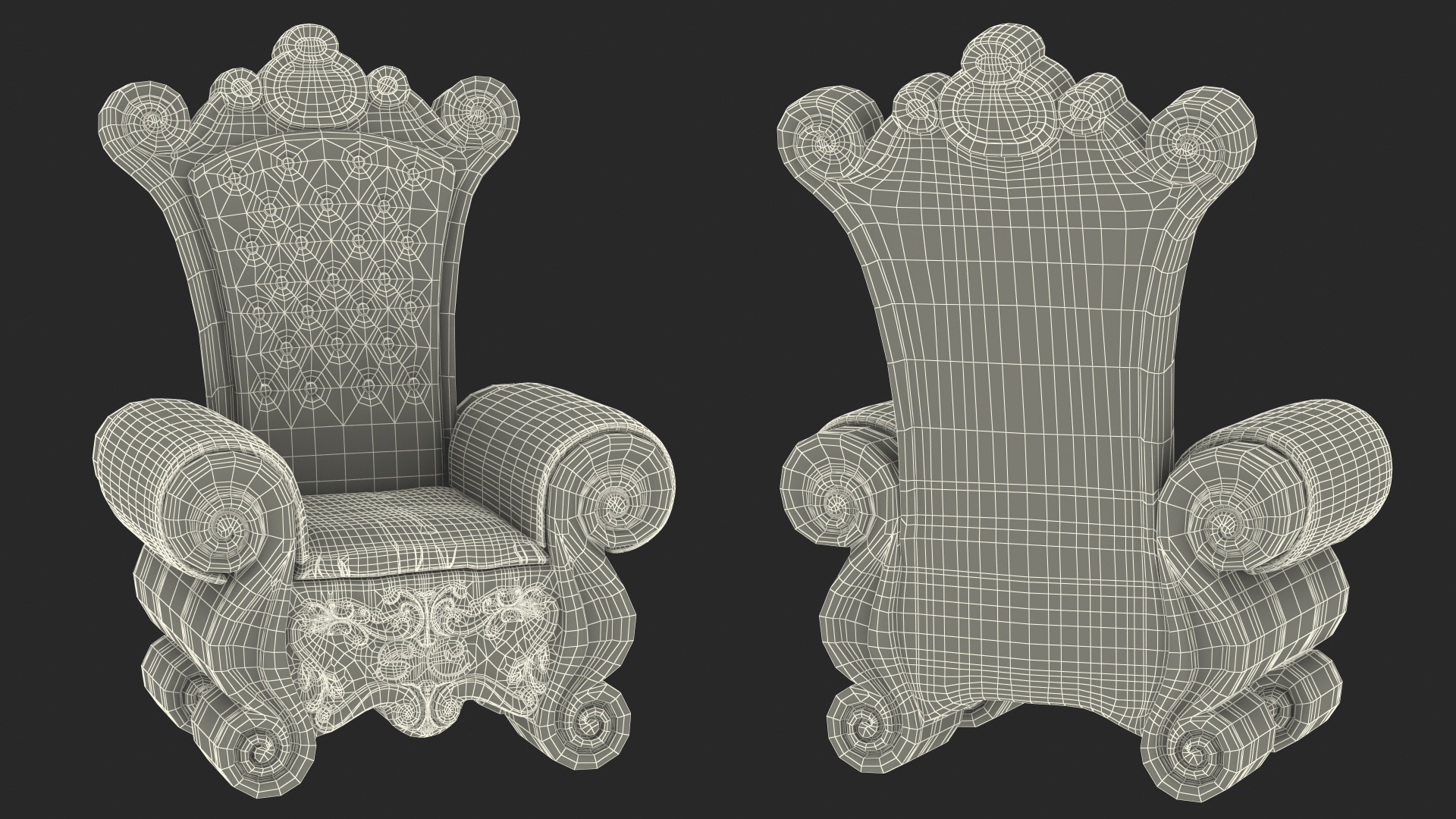 Santa Throne Chair in Red Velvet and Gold Frame 3D