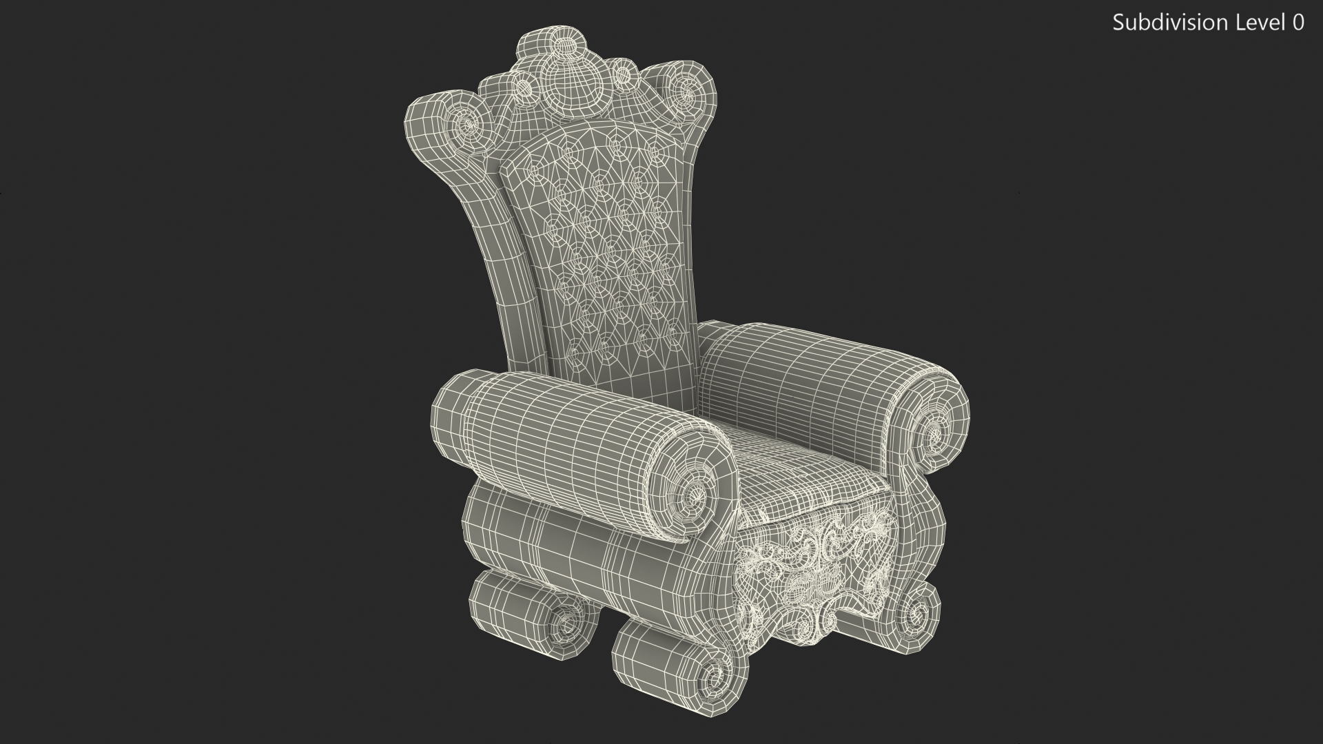 Santa Throne Chair in Red Velvet and Gold Frame 3D