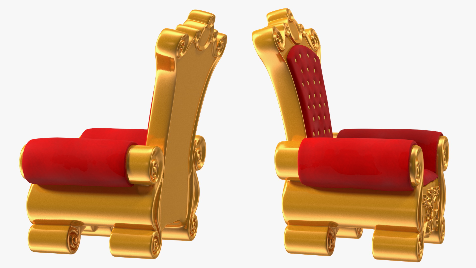 Santa Throne Chair in Red Velvet and Gold Frame 3D