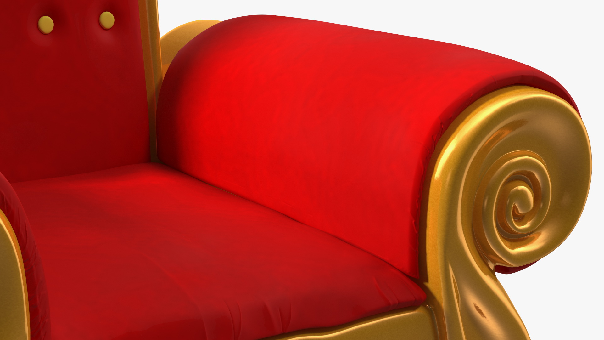Santa Throne Chair in Red Velvet and Gold Frame 3D