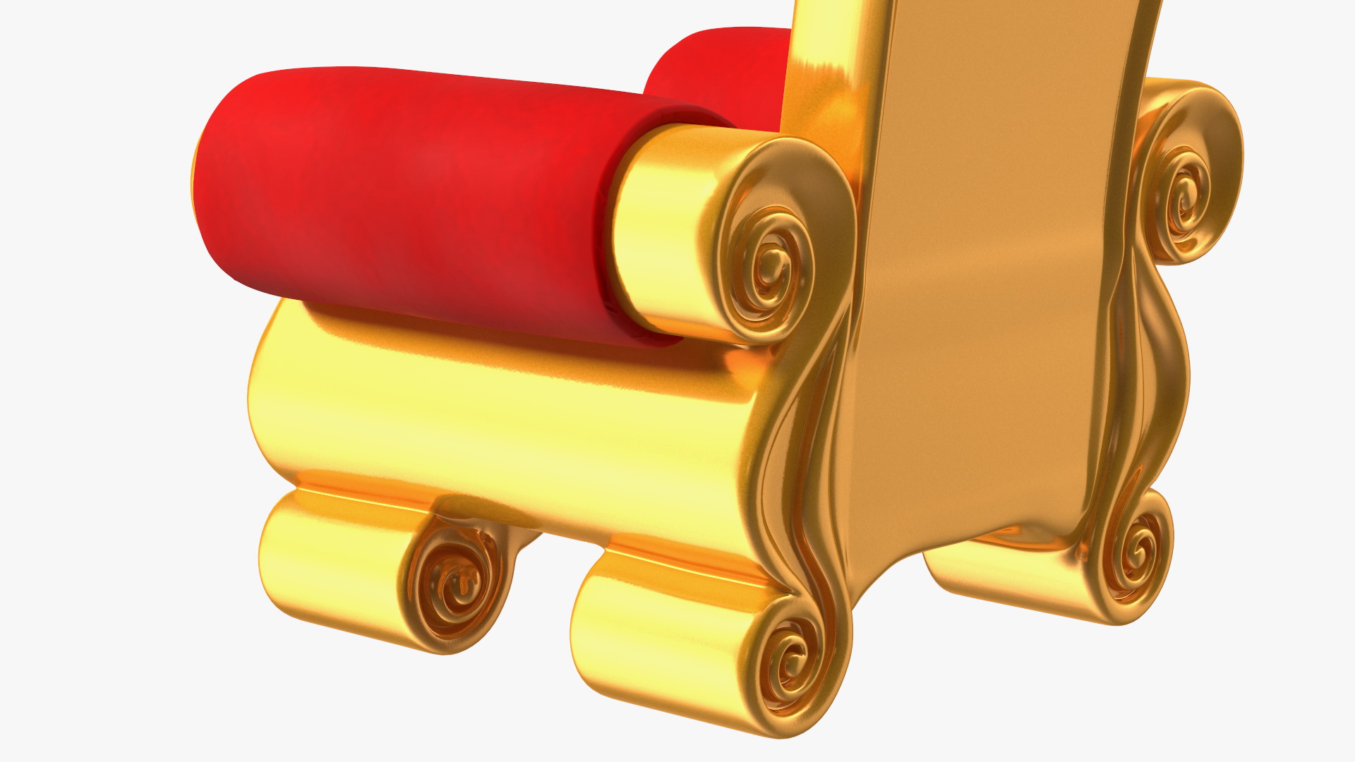 Santa Throne Chair in Red Velvet and Gold Frame 3D