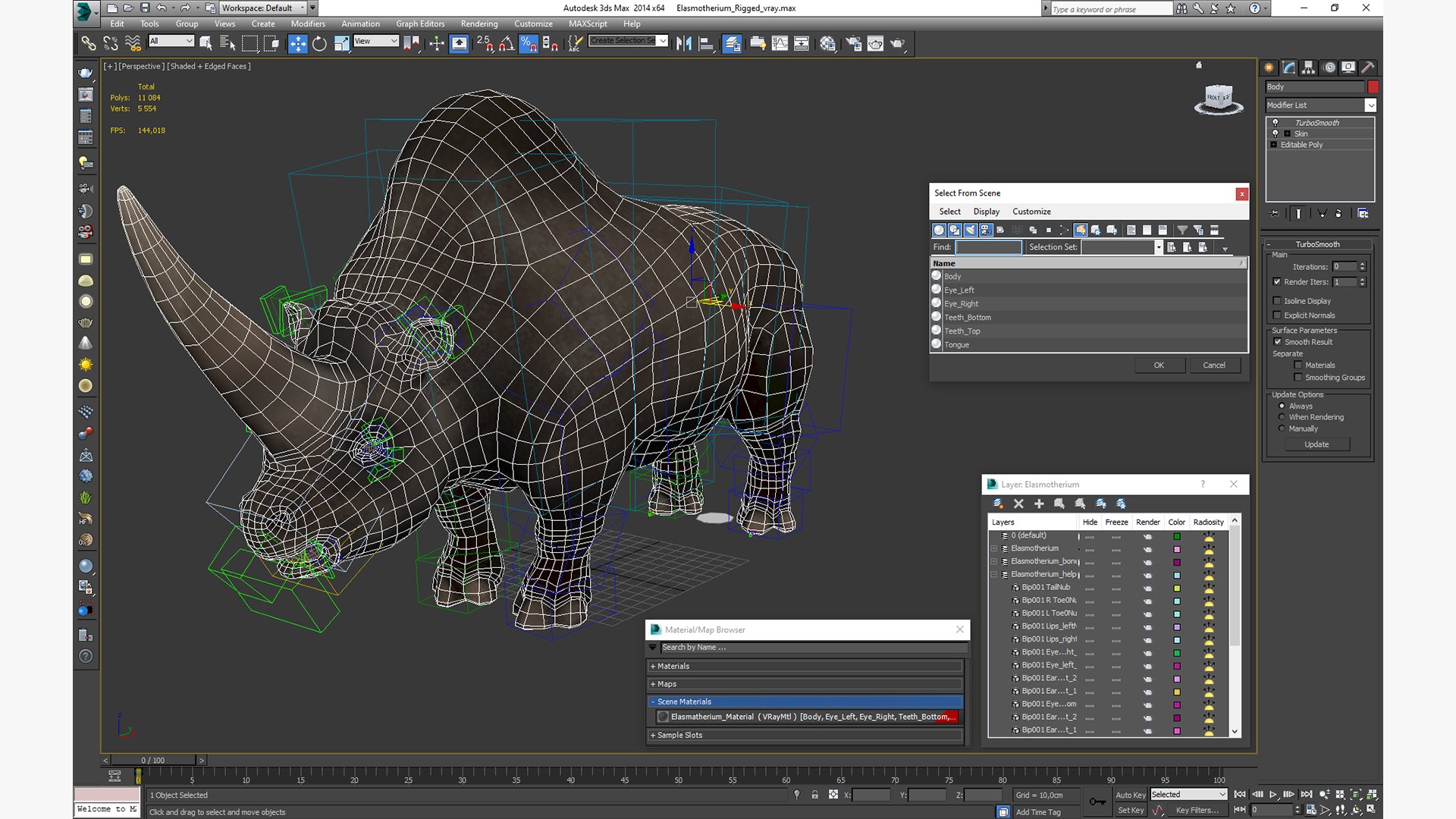 Elasmotherium Rigged for Maya 3D model