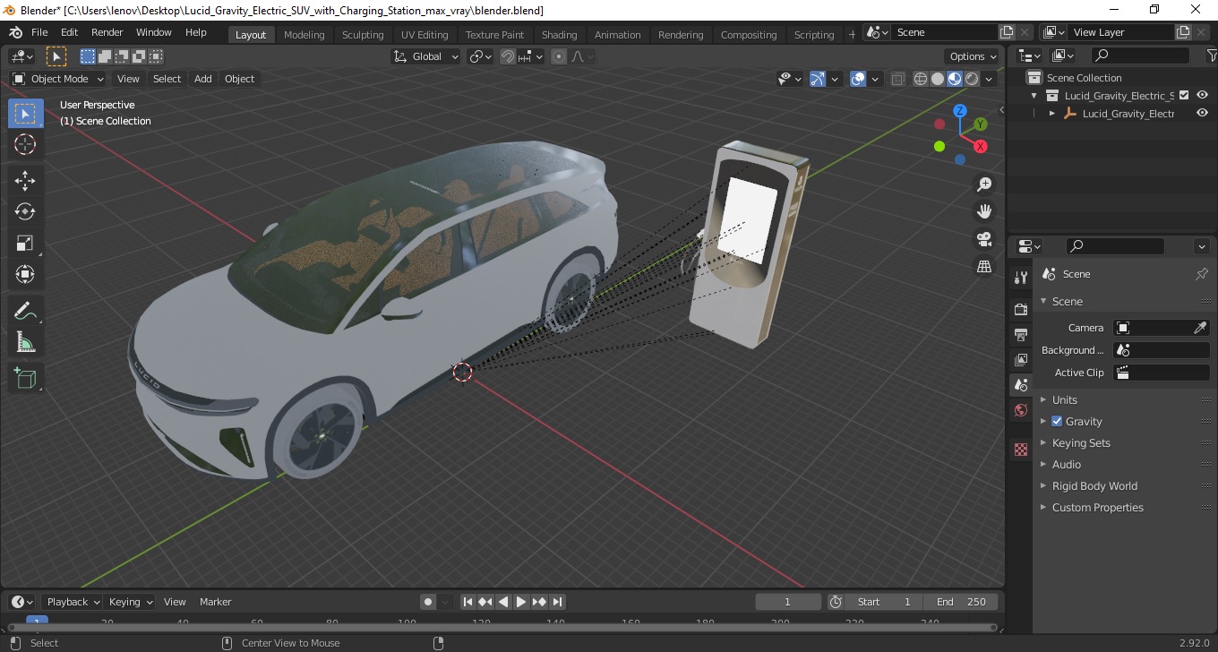 3D Lucid Gravity Electric SUV with Charging Station model