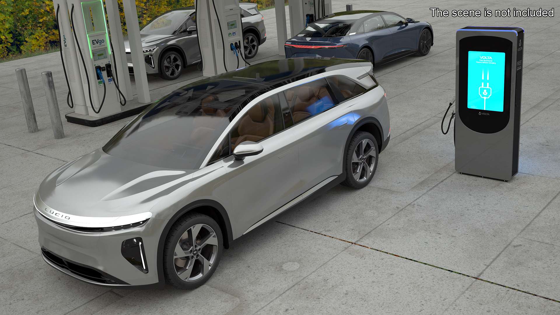 3D Lucid Gravity Electric SUV with Charging Station model