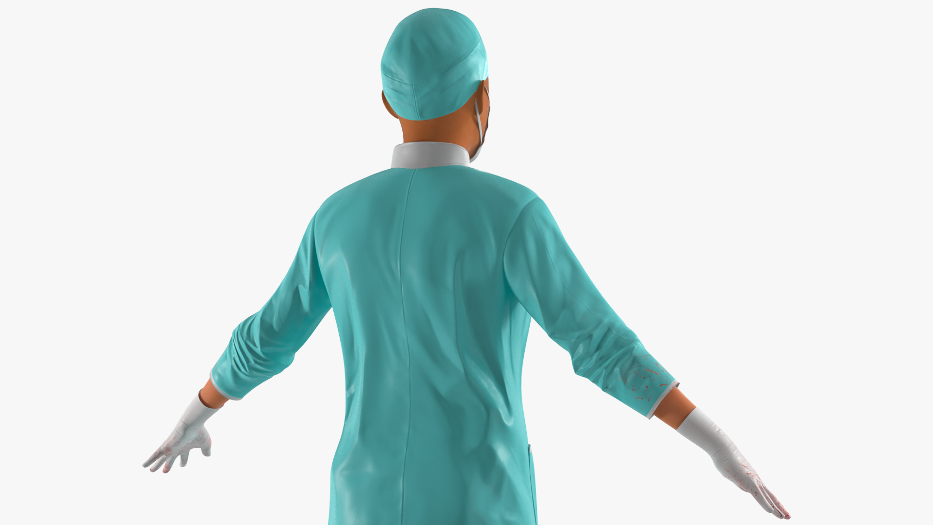 Female Doctor Wearing Face Mask Stained with Blood Rigged 3D