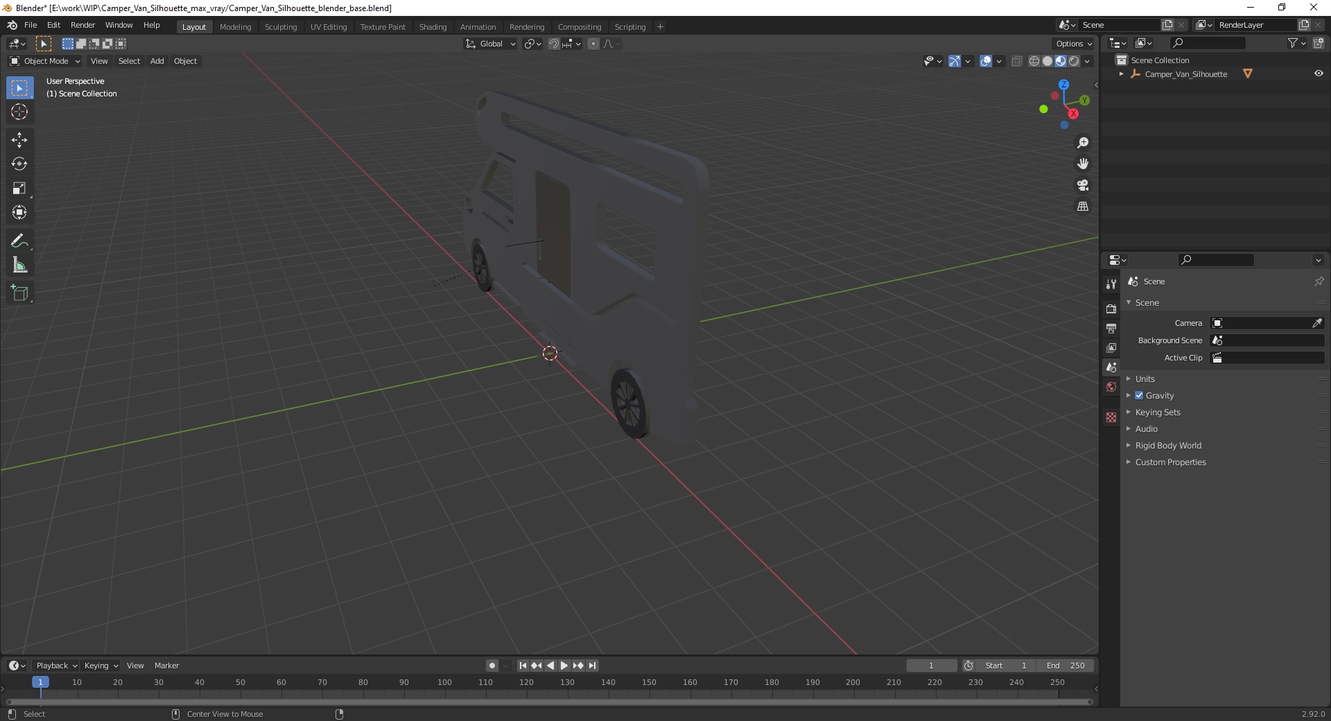 3D Camper Van Silhouette