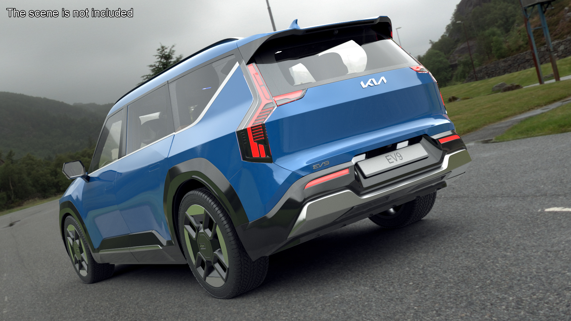 KIA EV9 SUV Ocean Blue 3D