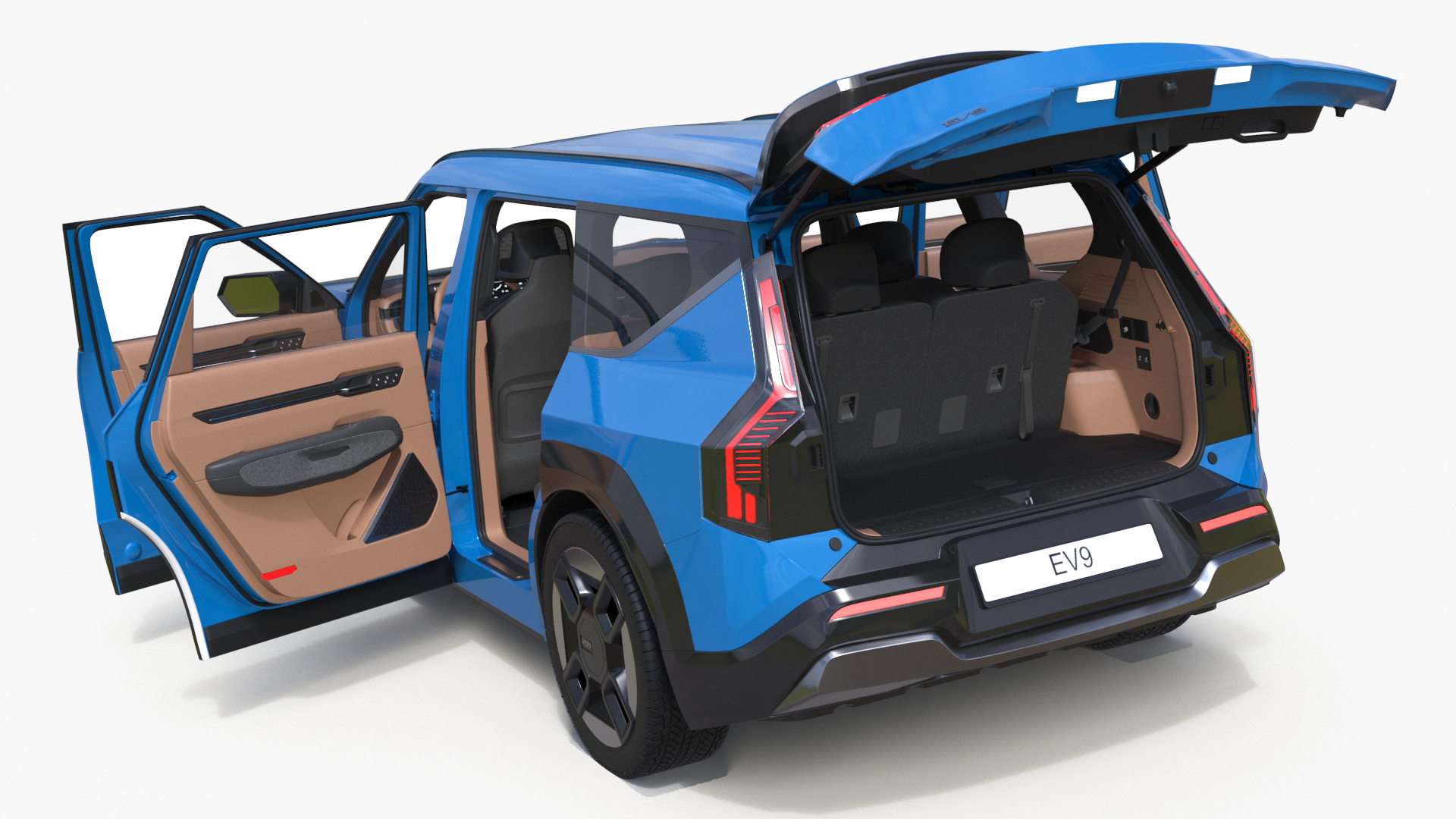 KIA EV9 SUV Ocean Blue 3D