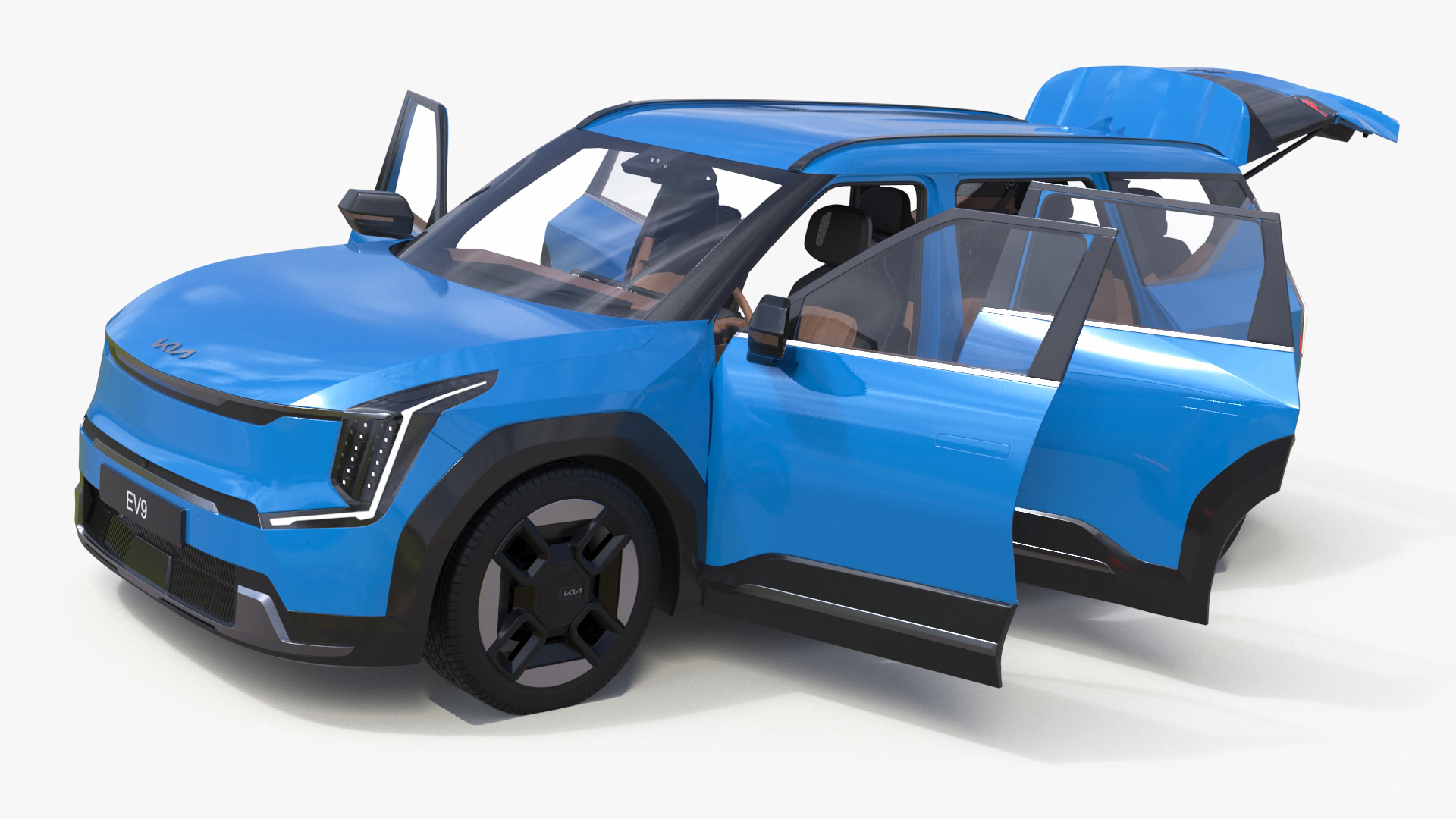 KIA EV9 SUV Ocean Blue 3D