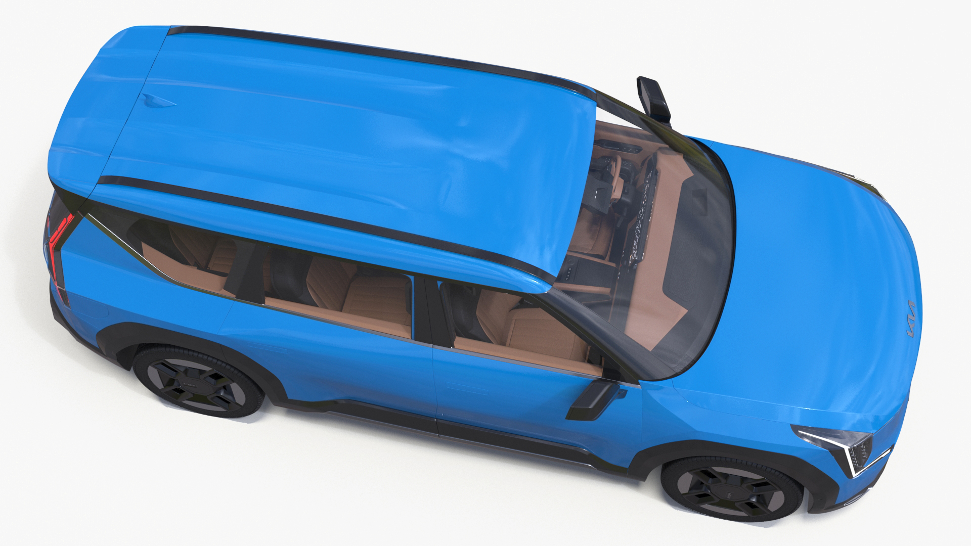 KIA EV9 SUV Ocean Blue 3D
