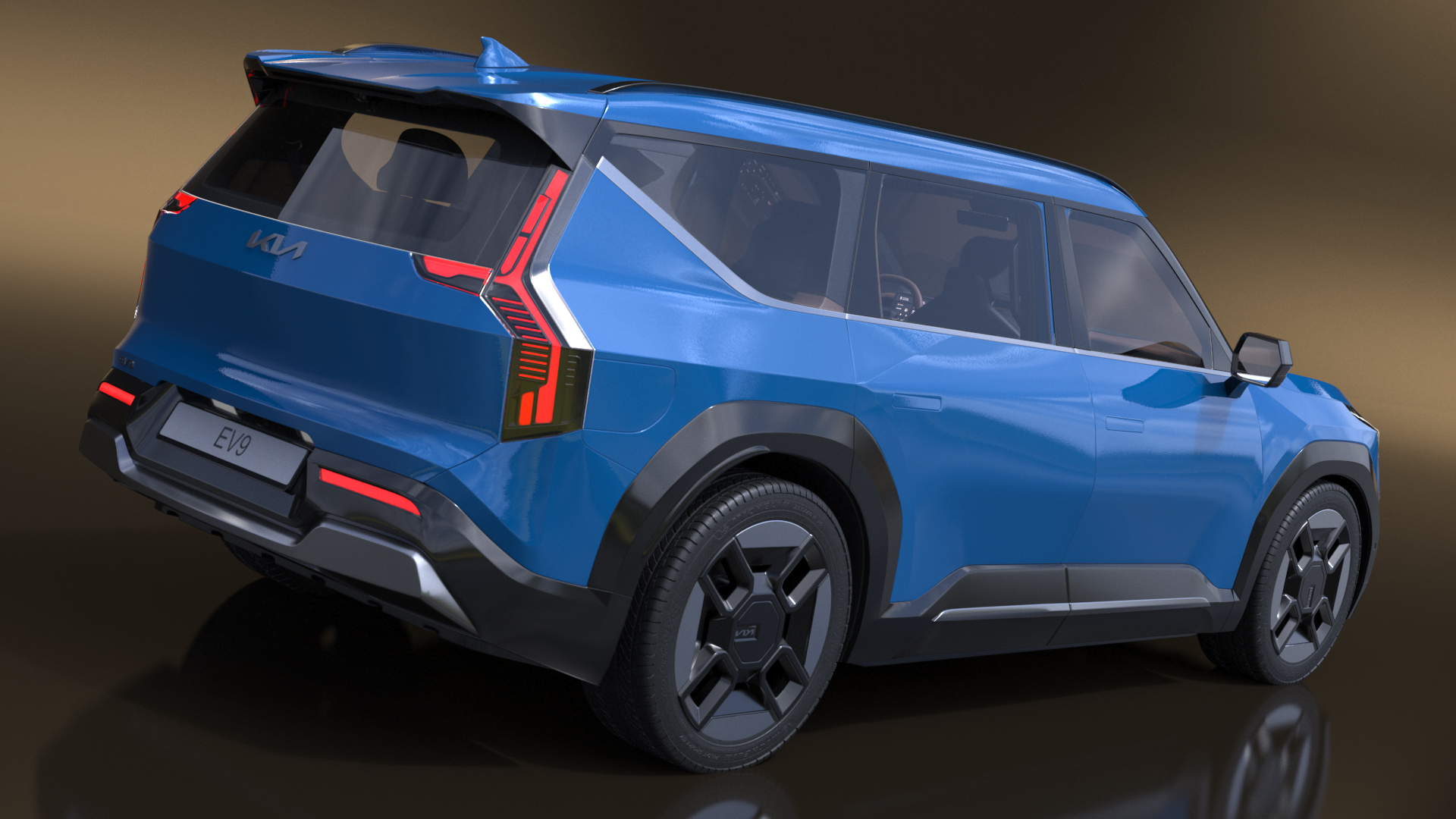 KIA EV9 SUV Ocean Blue 3D