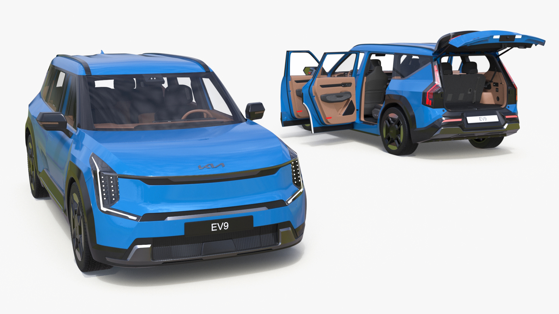 KIA EV9 SUV Ocean Blue 3D