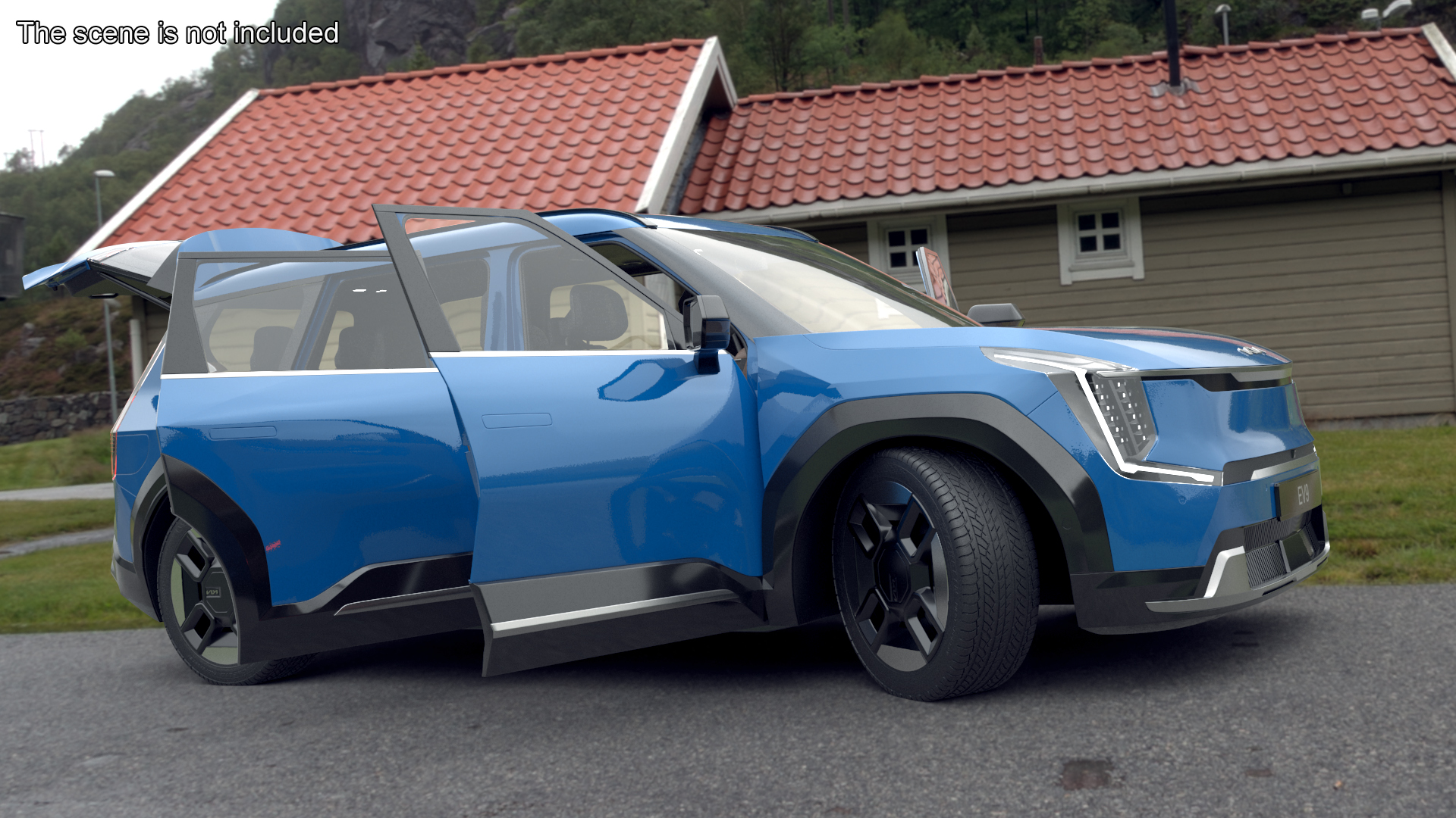 KIA EV9 SUV Ocean Blue 3D