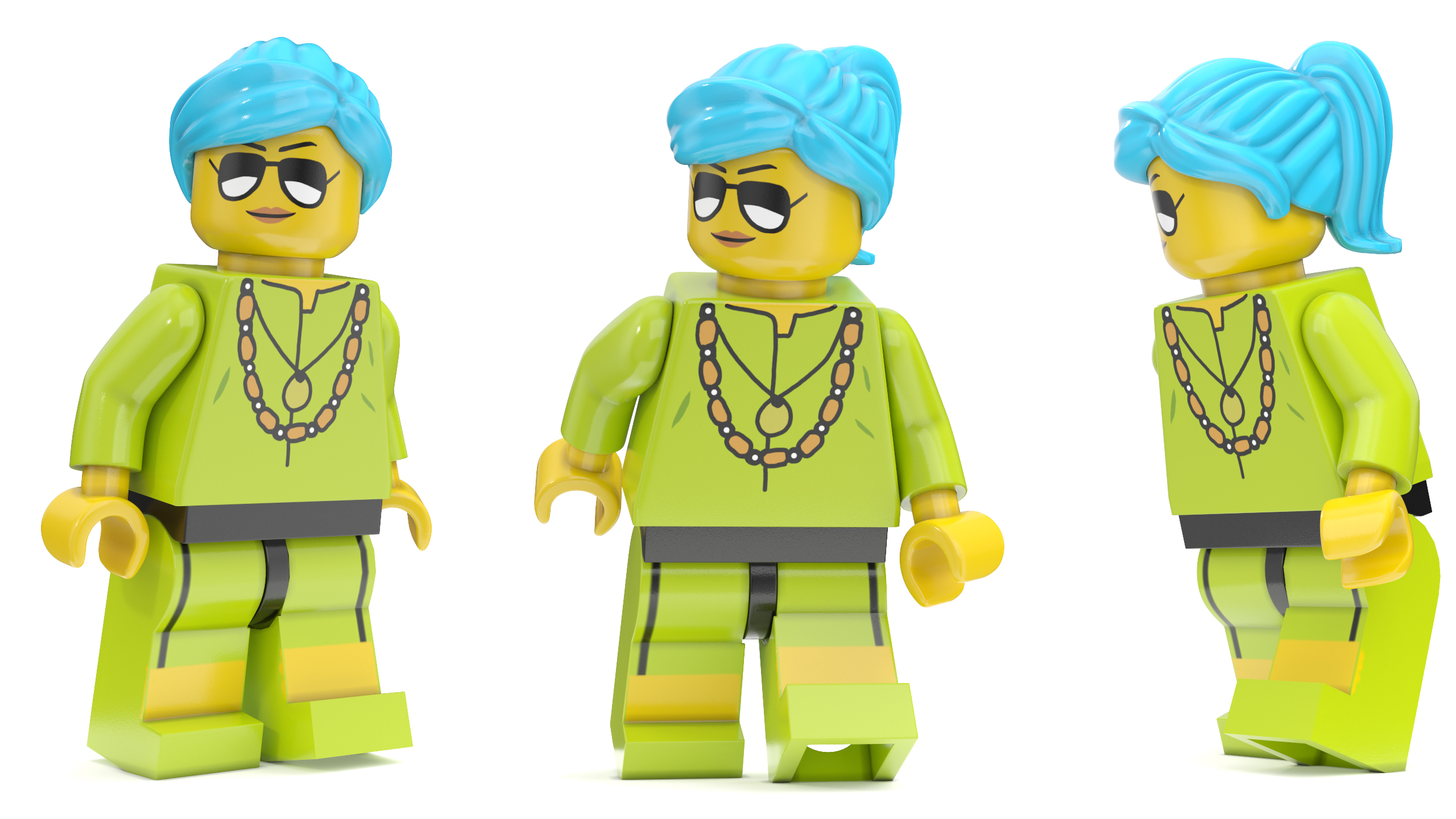 3D Minifigure LEGO Fashionista Rigged for Maya model