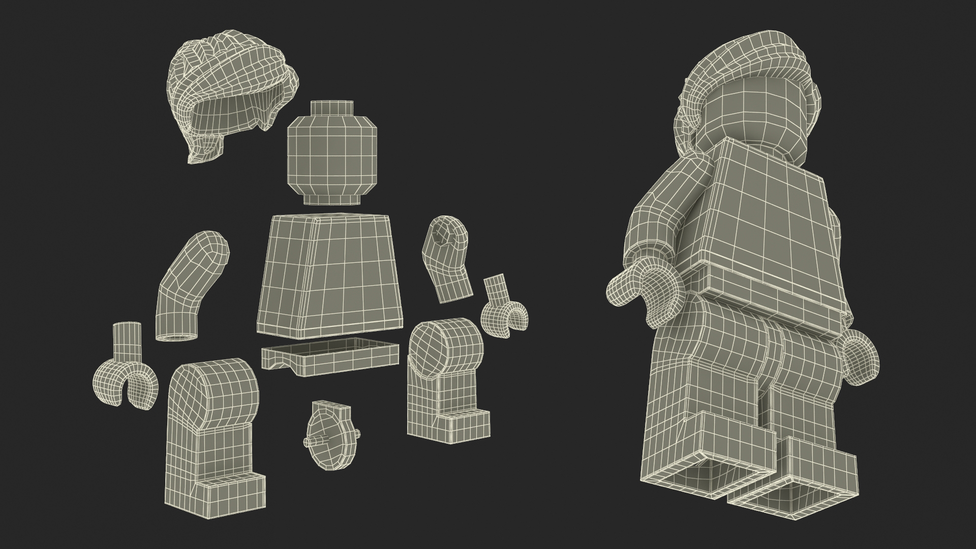 3D Minifigure LEGO Fashionista Rigged for Maya model