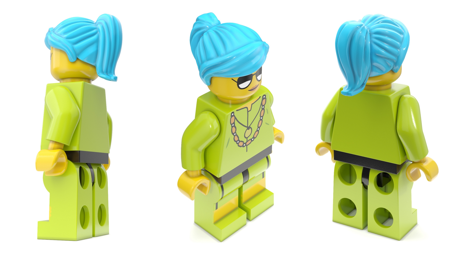 3D Minifigure LEGO Fashionista Rigged for Maya model
