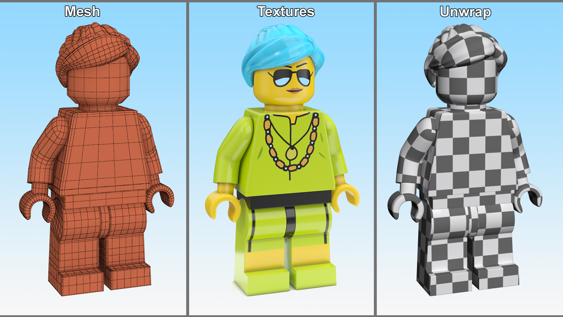3D Minifigure LEGO Fashionista Rigged for Maya model