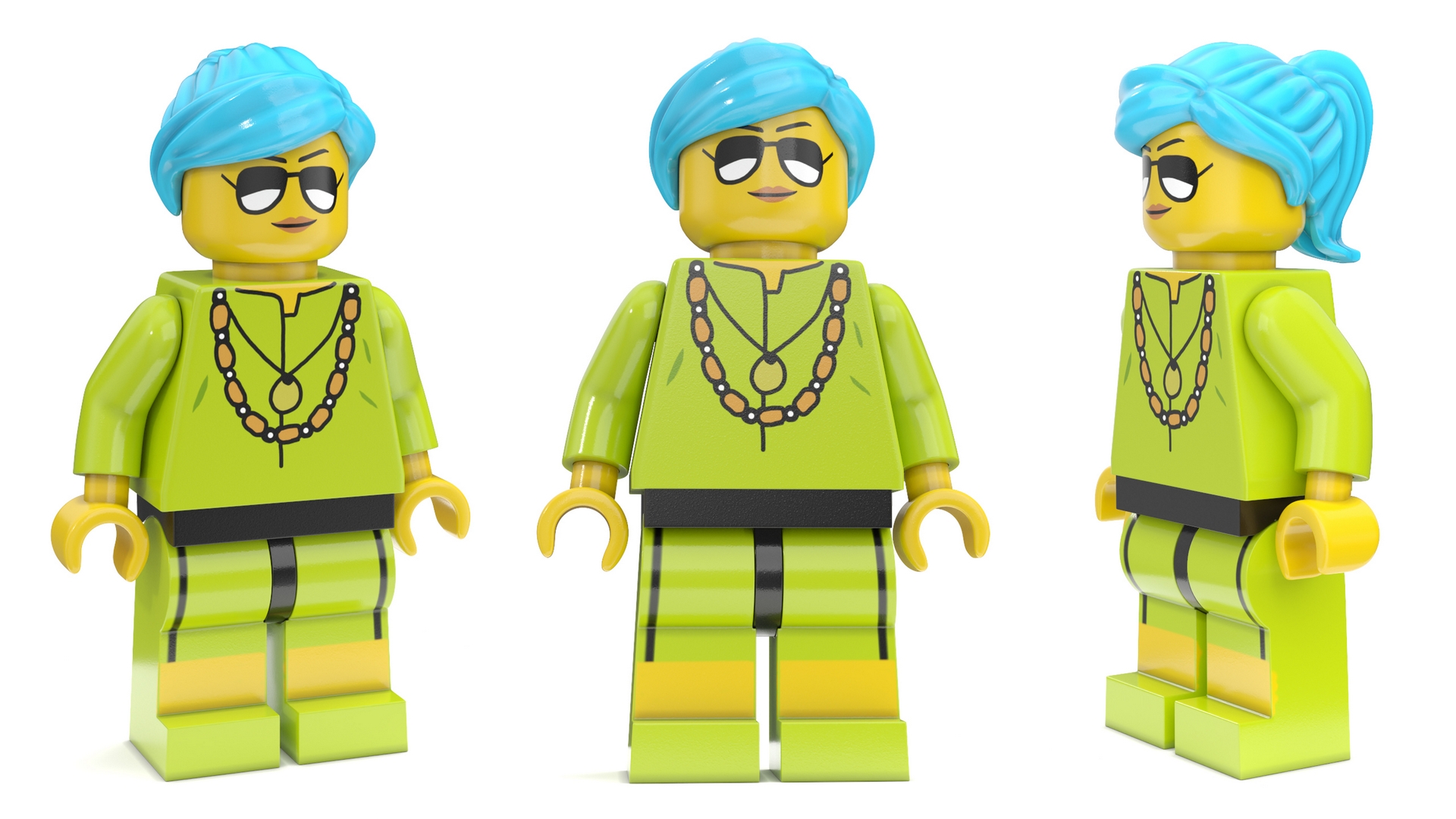 3D Minifigure LEGO Fashionista Rigged for Maya model
