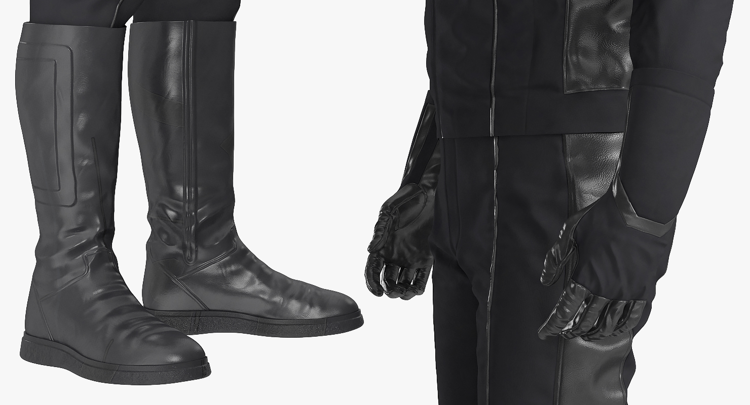 3D Sci Fi Astronaut Suit Black Standing Pose