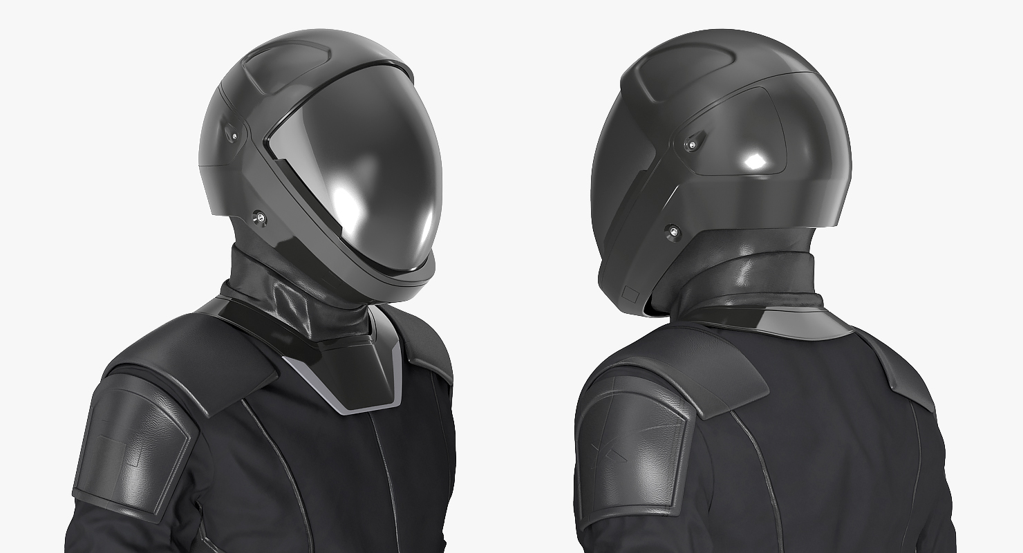 3D Sci Fi Astronaut Suit Black Standing Pose
