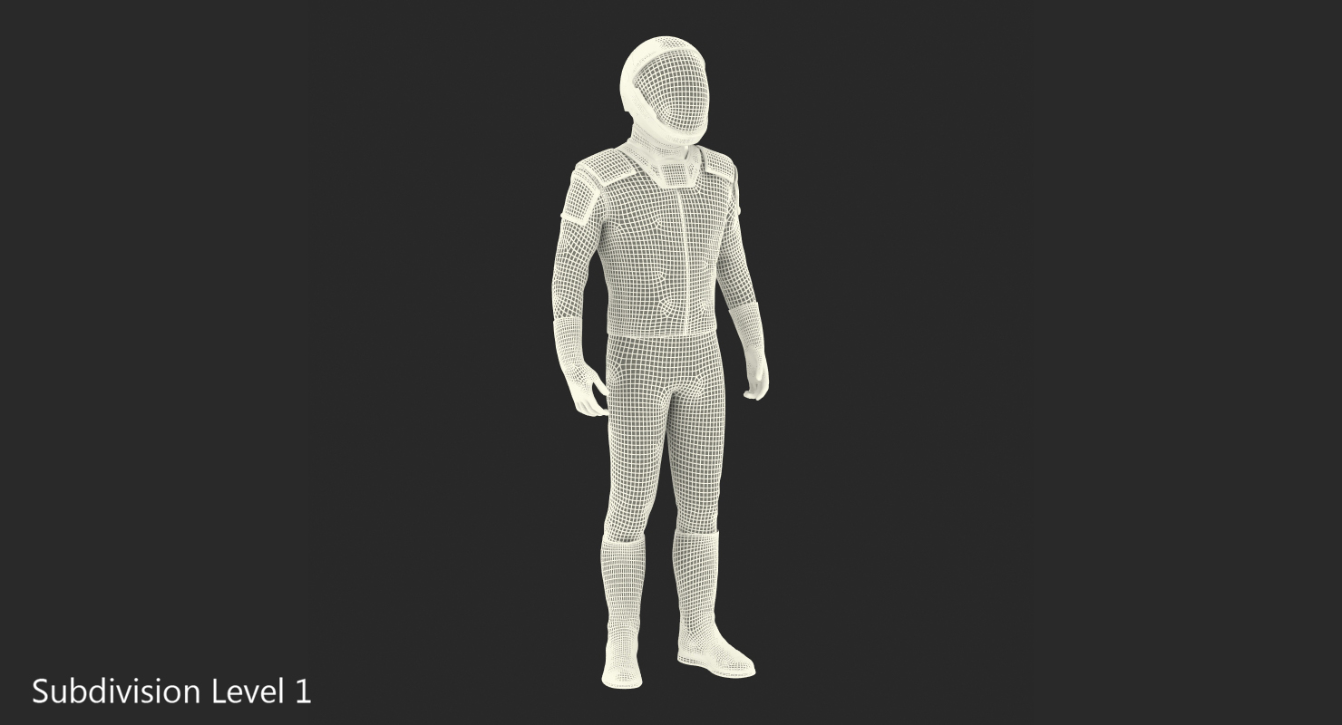 3D Sci Fi Astronaut Suit Black Standing Pose