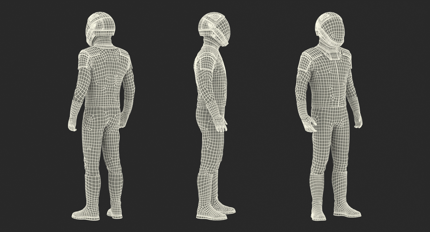 3D Sci Fi Astronaut Suit Black Standing Pose
