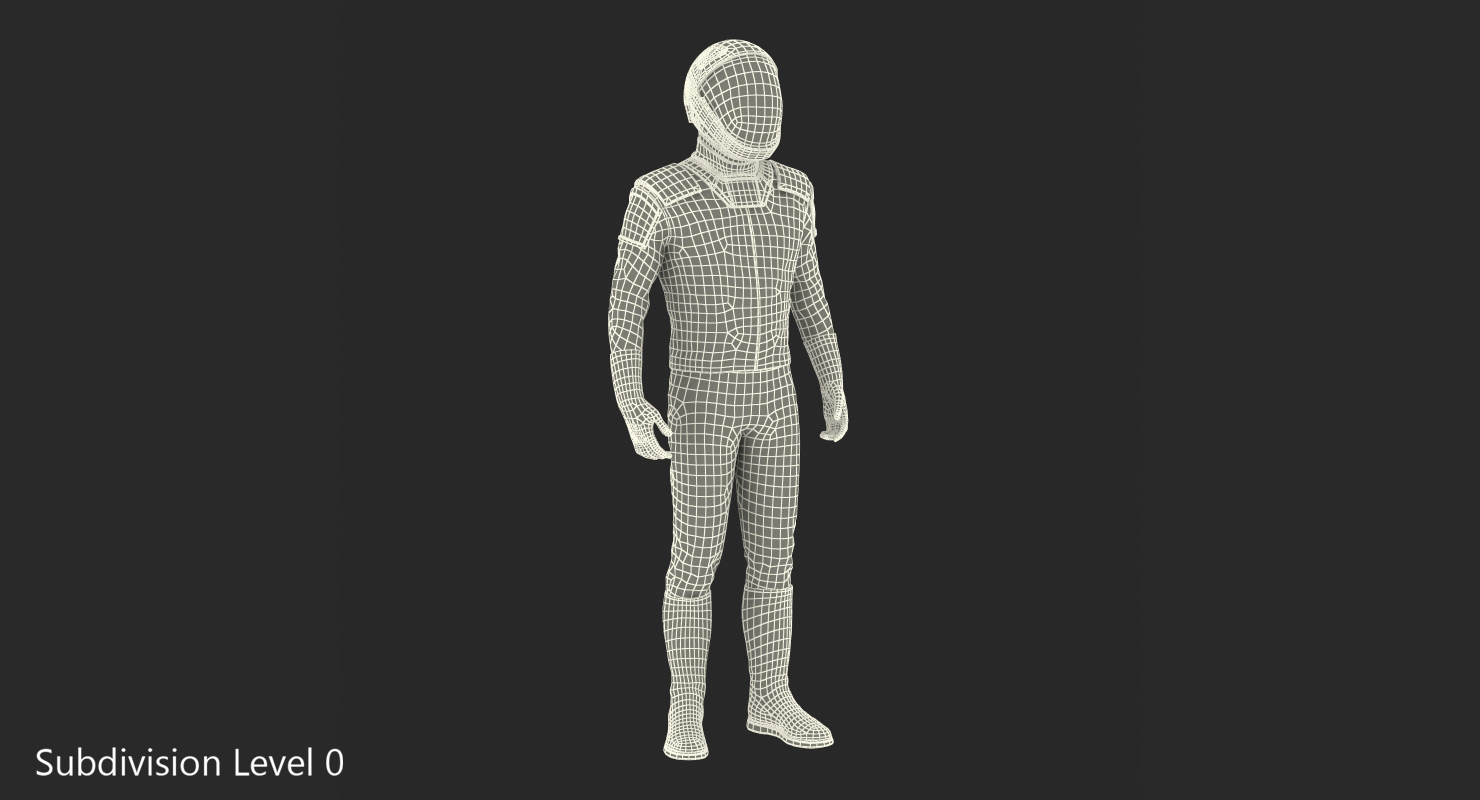 3D Sci Fi Astronaut Suit Black Standing Pose