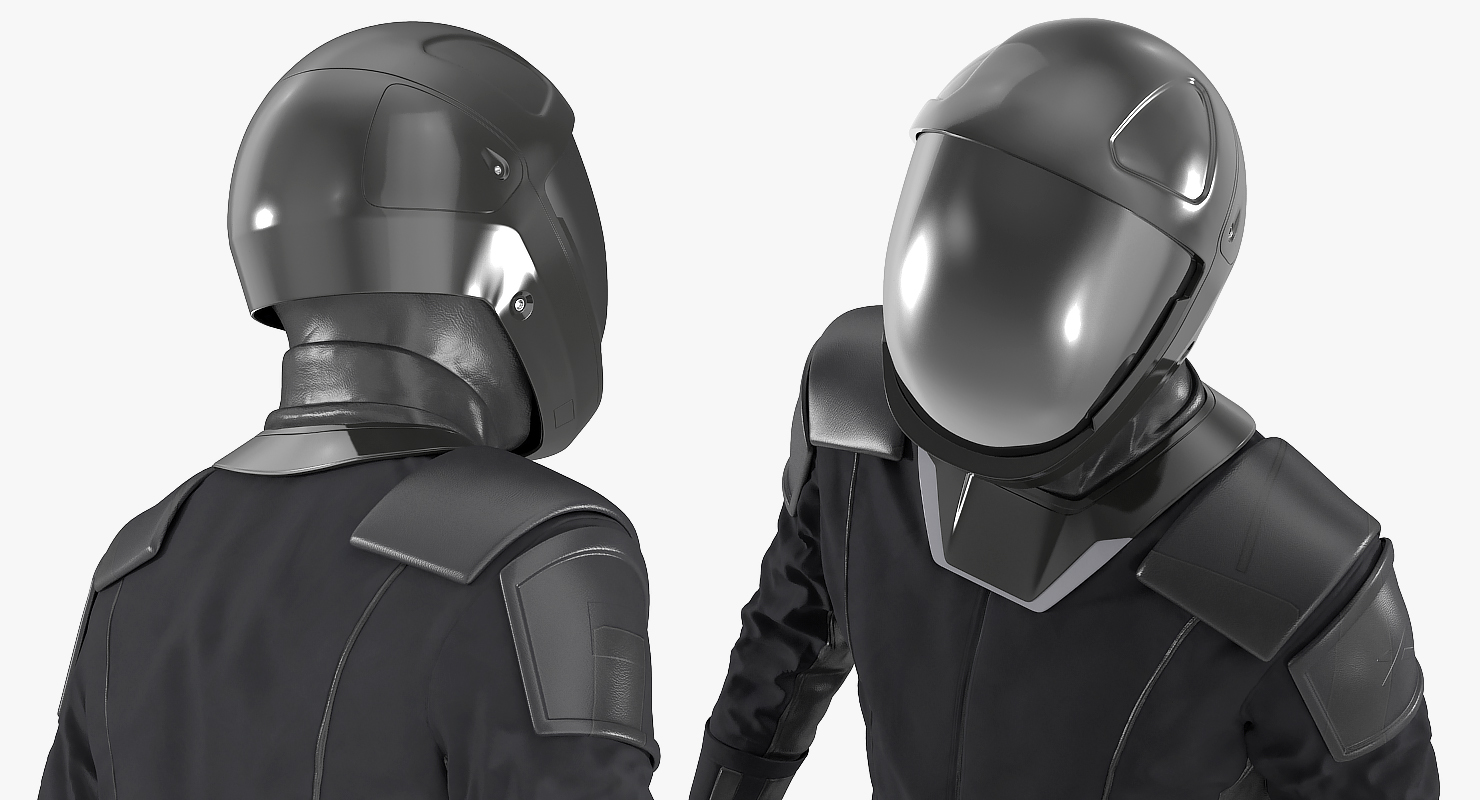 3D Sci Fi Astronaut Suit Black Standing Pose
