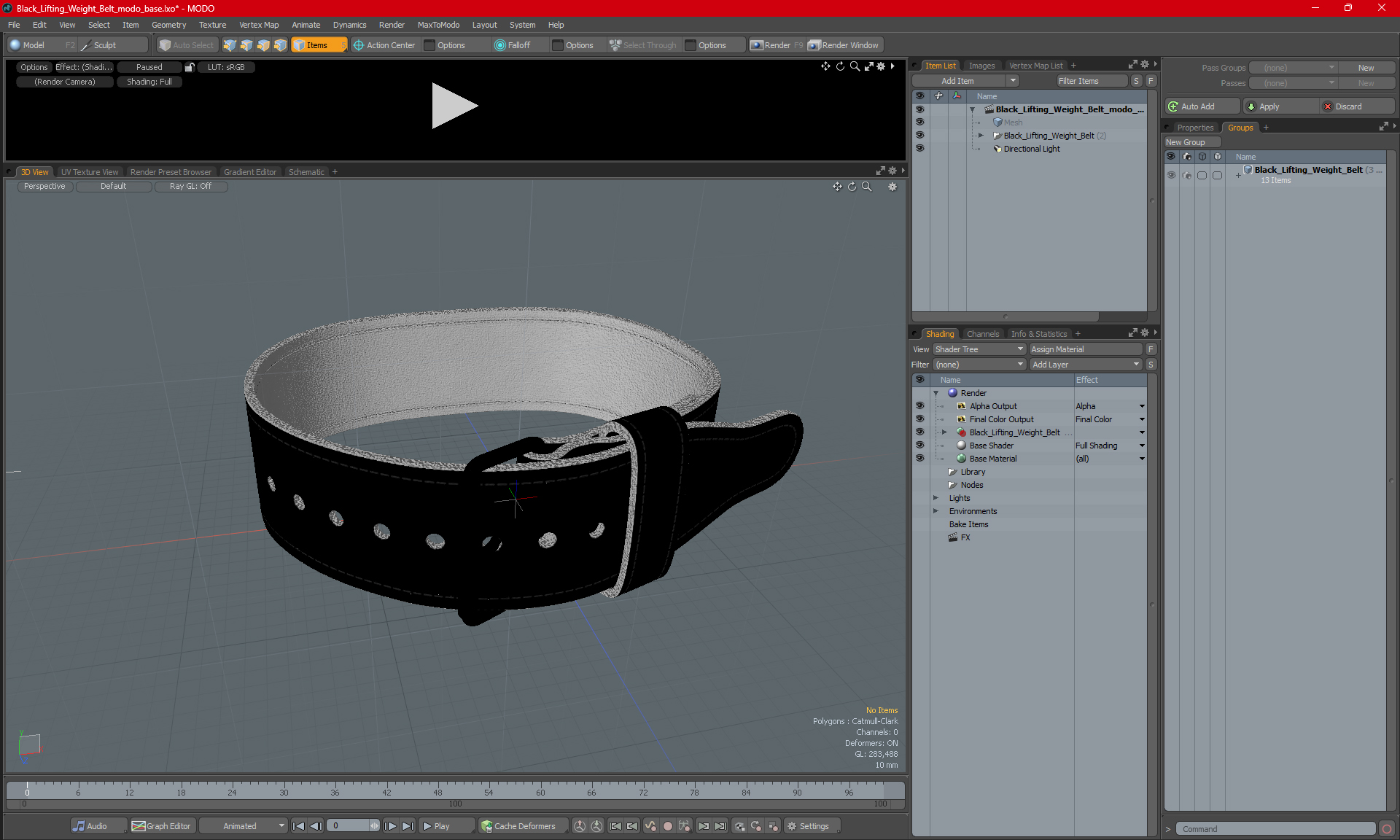 3D model Black Lifting Weight Belt