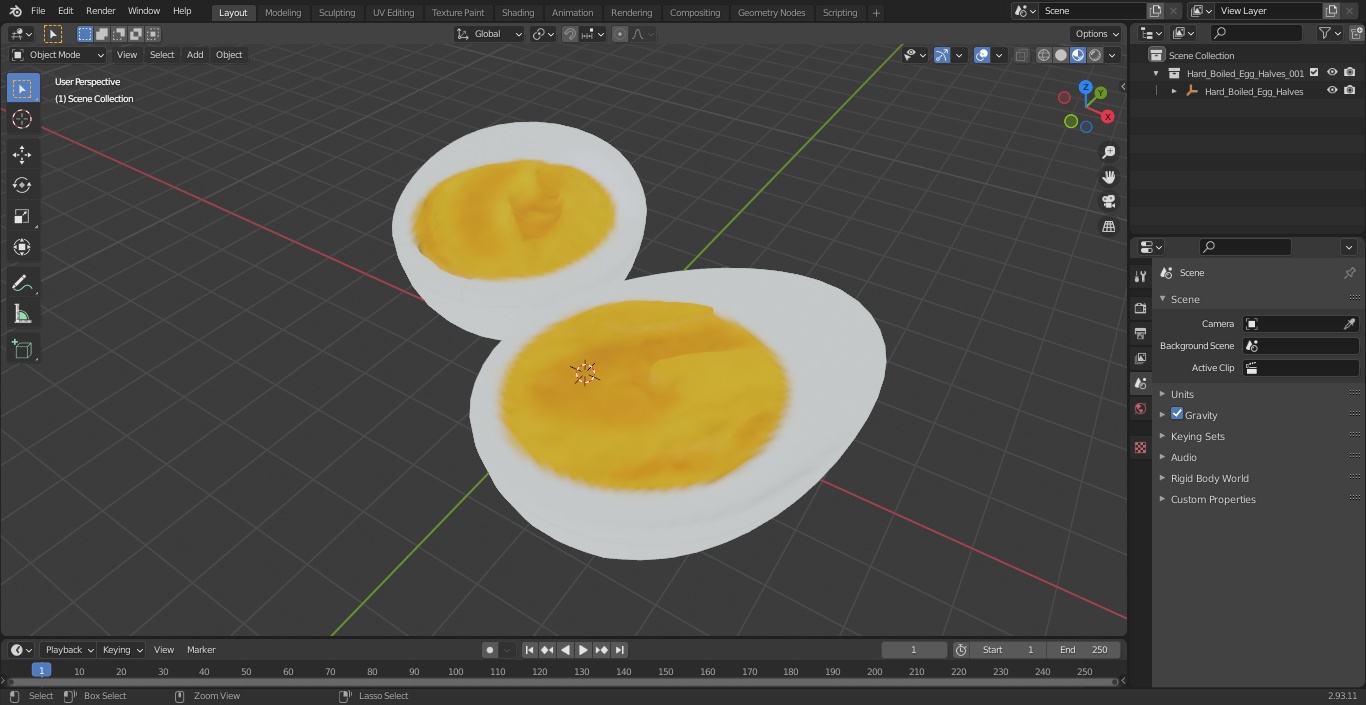 Hard Boiled Egg Halves 3D