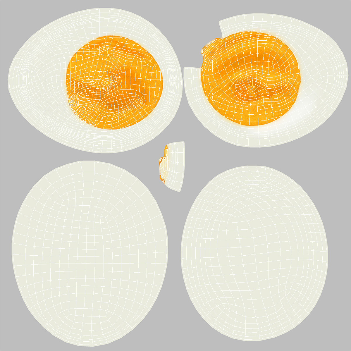 Hard Boiled Egg Halves 3D