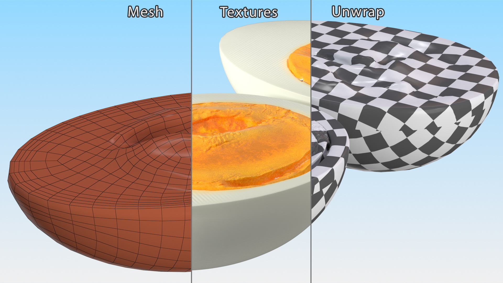 Hard Boiled Egg Halves 3D