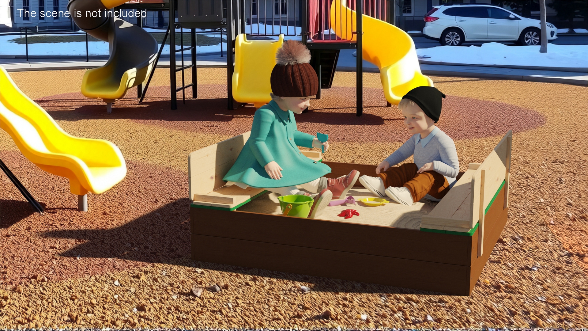 Toddler Children in Sandpit 3D
