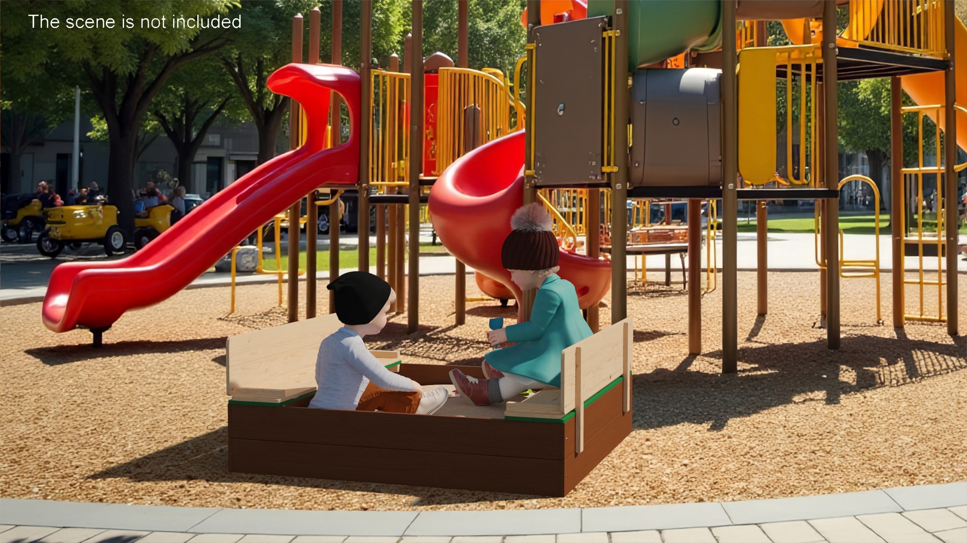 Toddler Children in Sandpit 3D