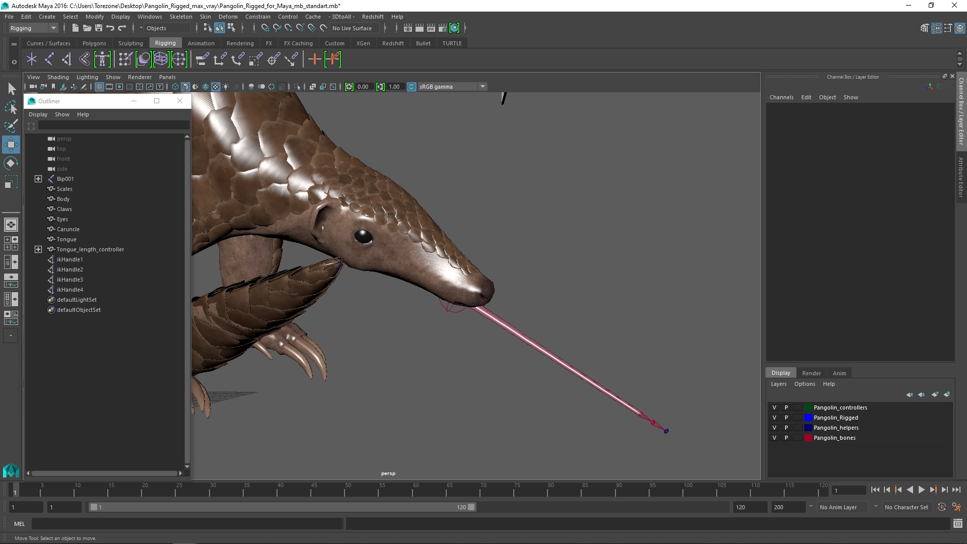 Pangolin Rigged for Maya 3D model