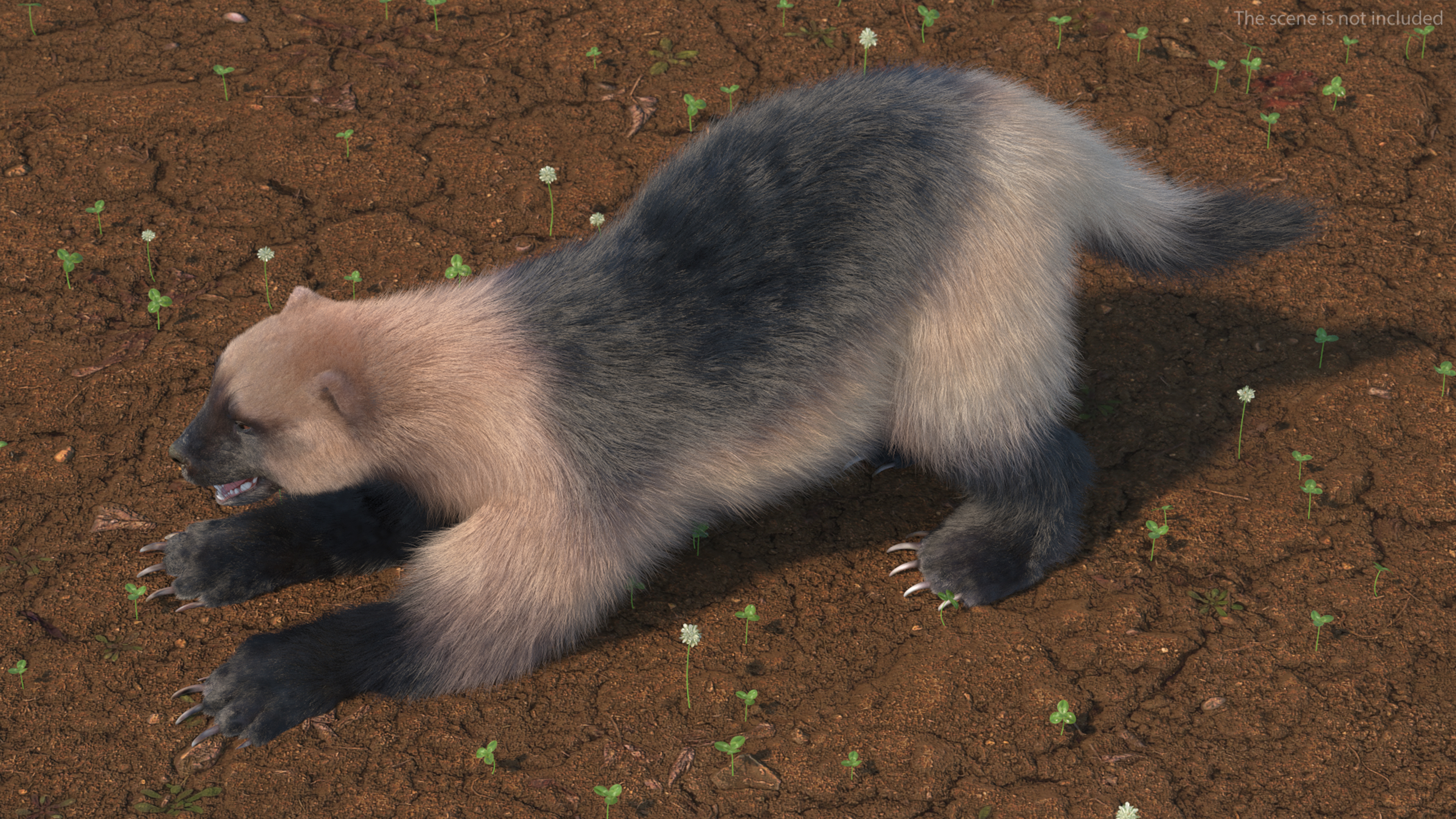 Wolverine Prepares Attack Pose Fur 3D model