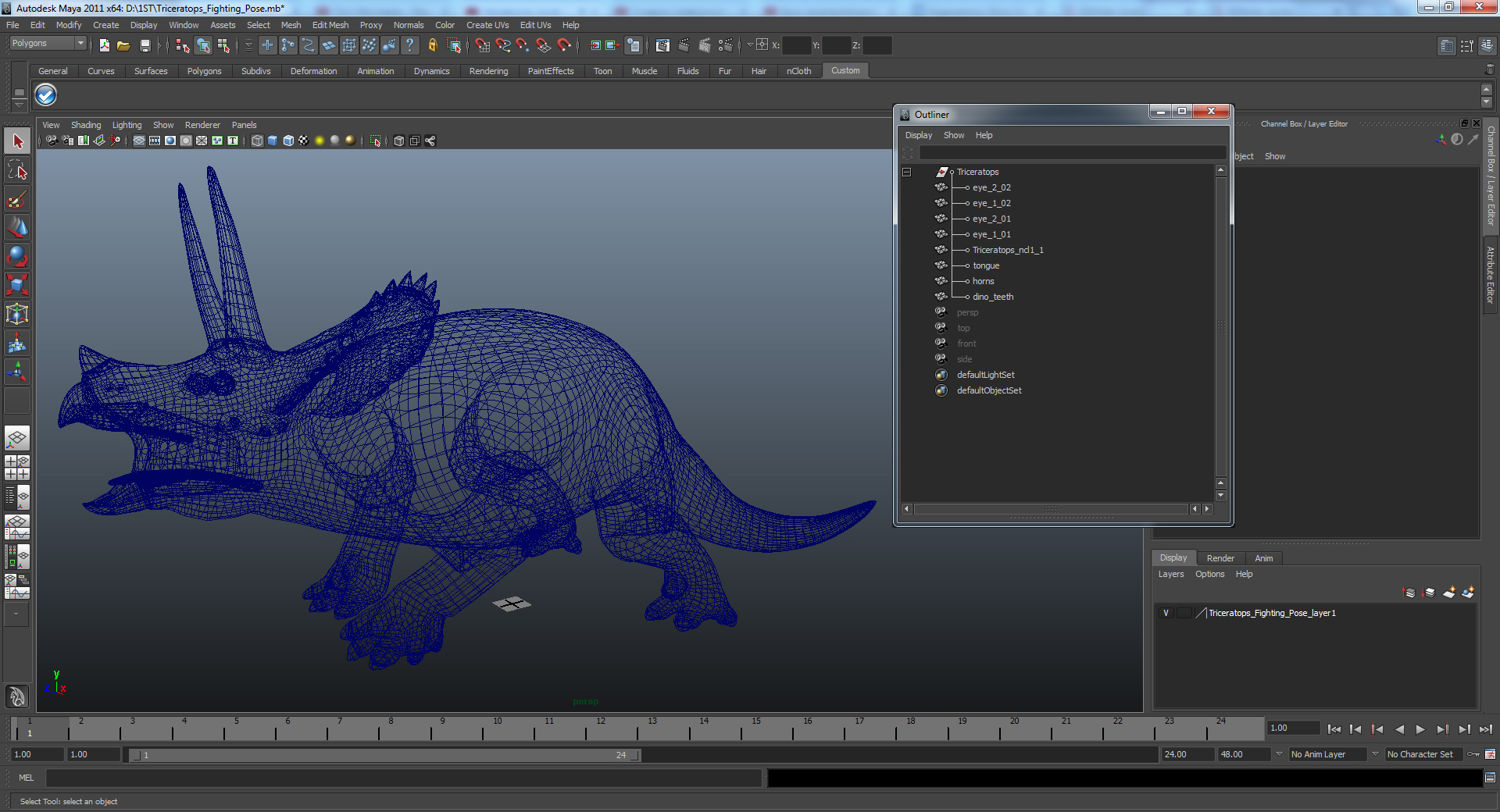 3D model Triceratops Fighting Pose