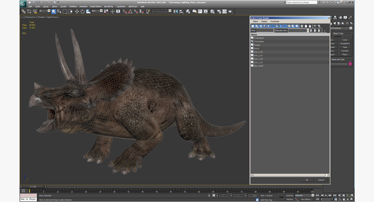 3D model Triceratops Fighting Pose
