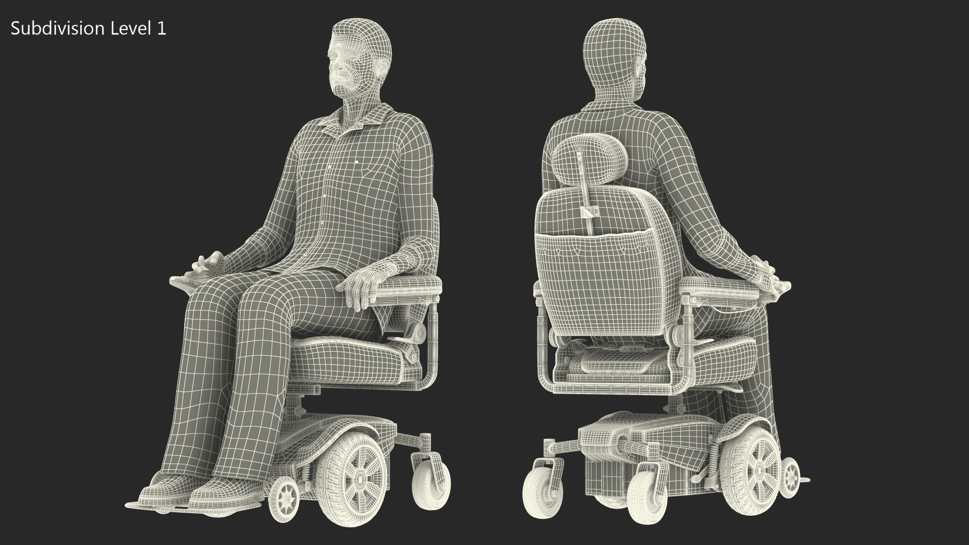 Elderly Man with Jazzy Select Wheelchair Rigged 3D