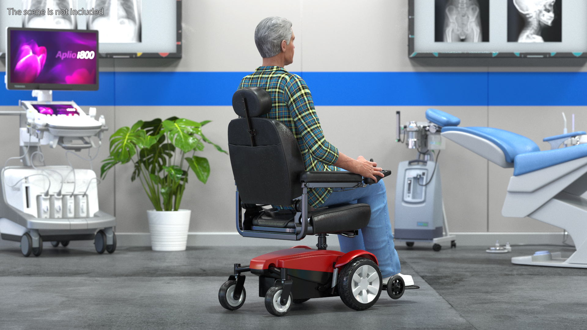 Elderly Man with Jazzy Select Wheelchair Rigged 3D
