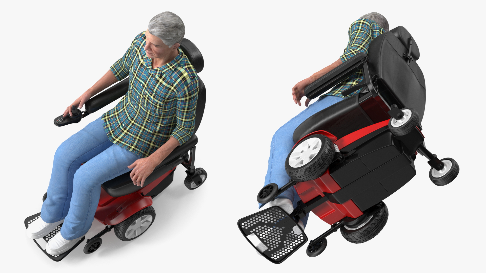 Elderly Man with Jazzy Select Wheelchair Rigged 3D