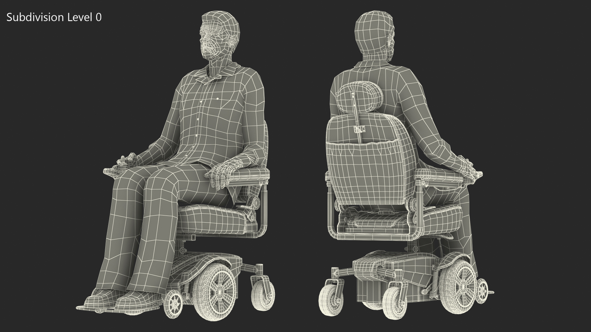 Elderly Man with Jazzy Select Wheelchair Rigged 3D