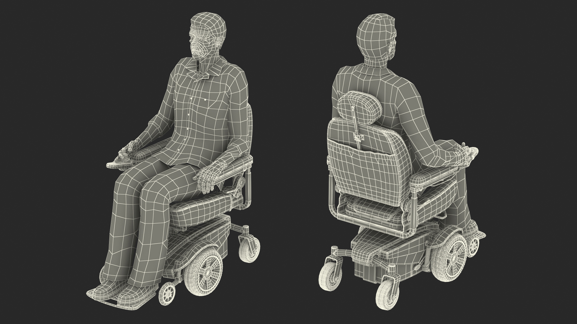 Elderly Man with Jazzy Select Wheelchair Rigged 3D