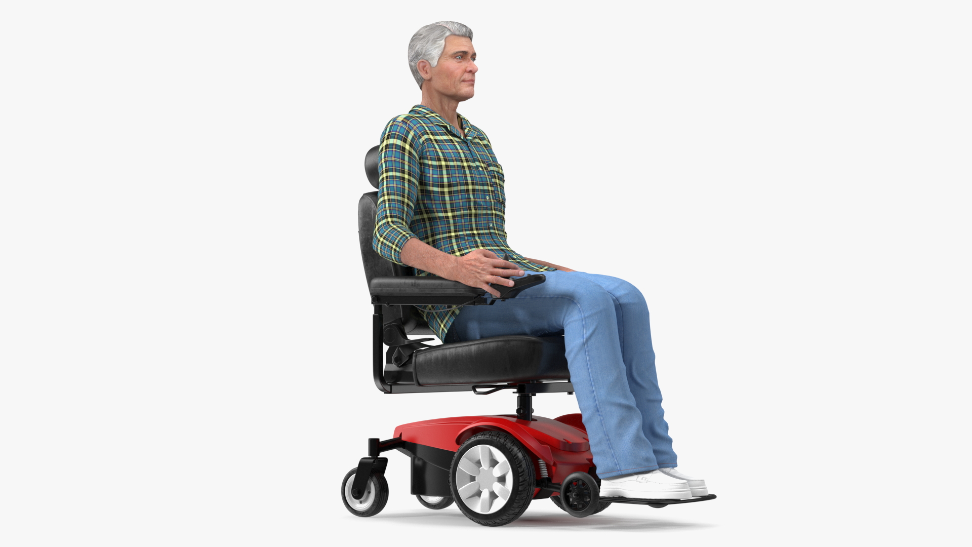Elderly Man with Jazzy Select Wheelchair Rigged 3D