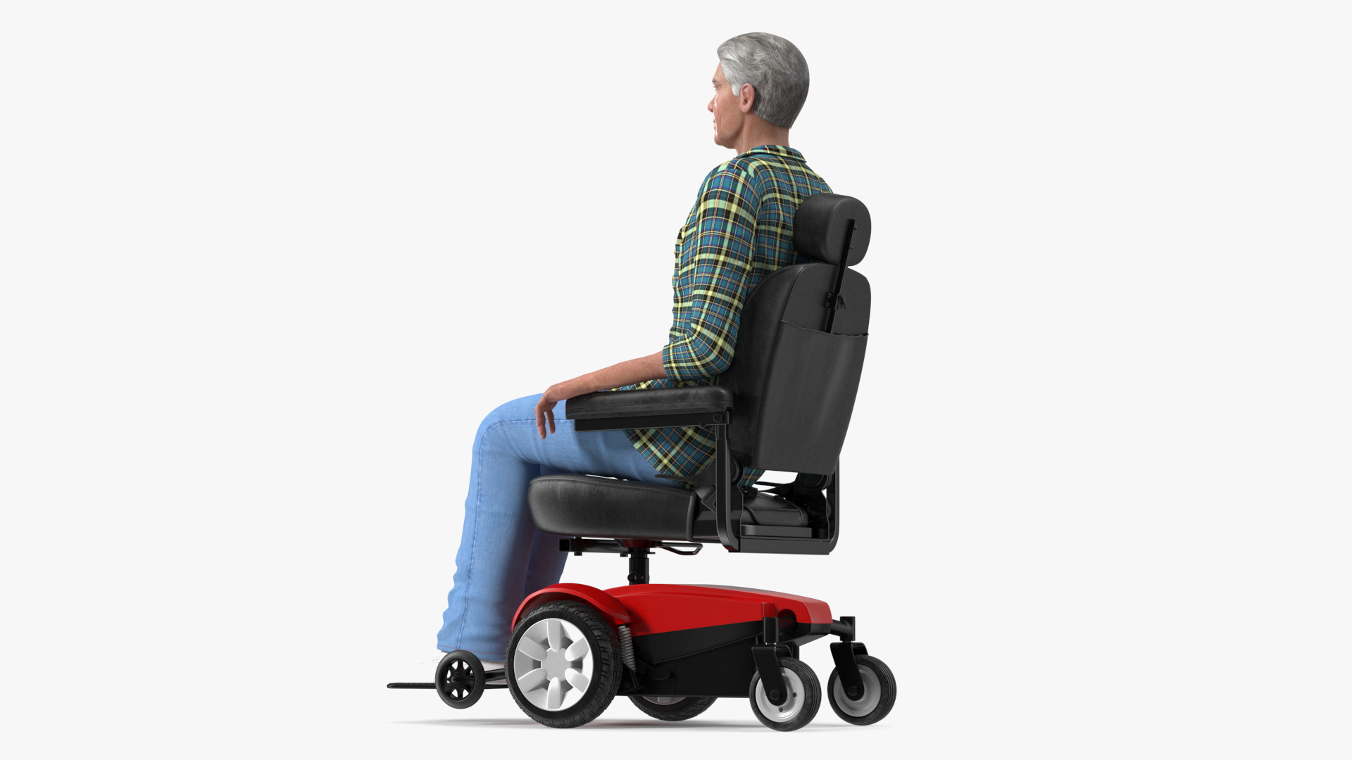 Elderly Man with Jazzy Select Wheelchair Rigged 3D