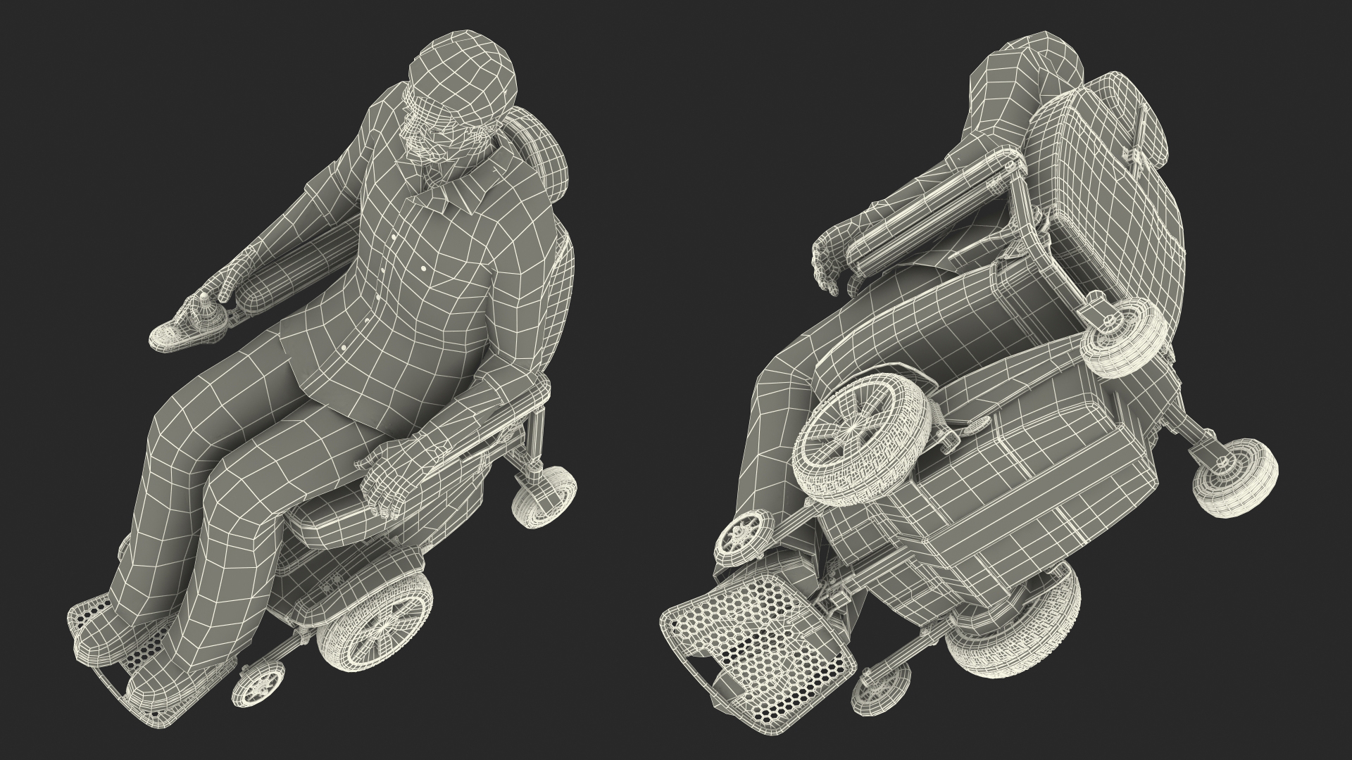 Elderly Man with Jazzy Select Wheelchair Rigged 3D
