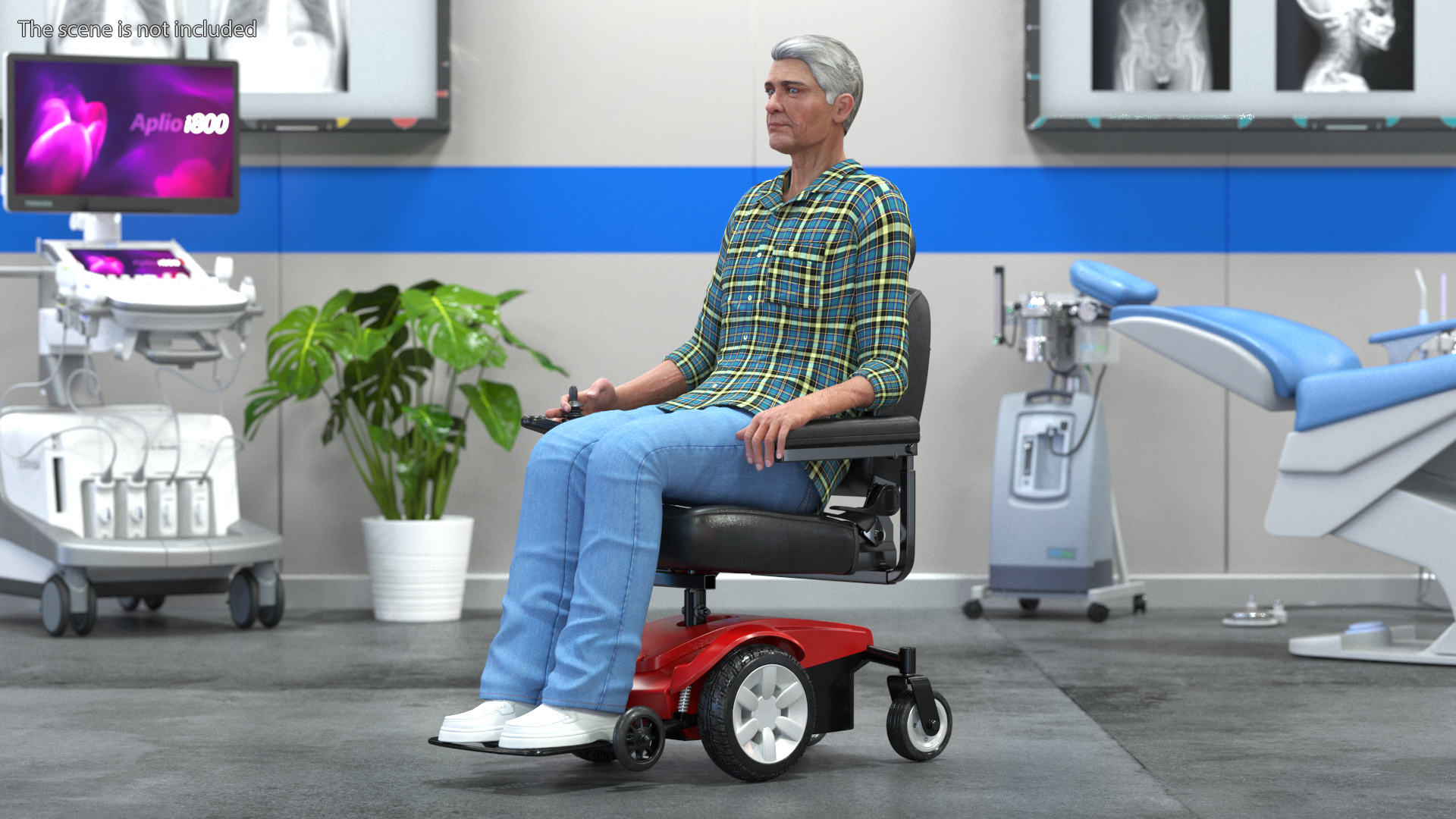 Elderly Man with Jazzy Select Wheelchair Rigged 3D