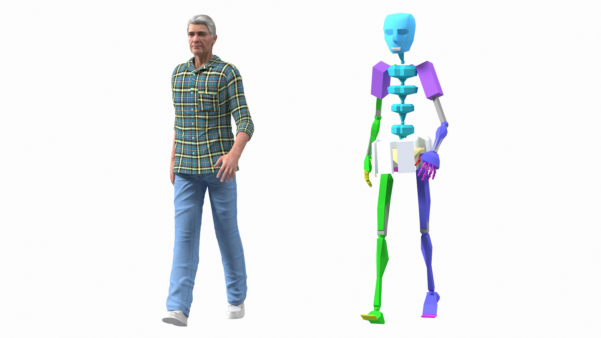 Elderly Man with Jazzy Select Wheelchair Rigged 3D