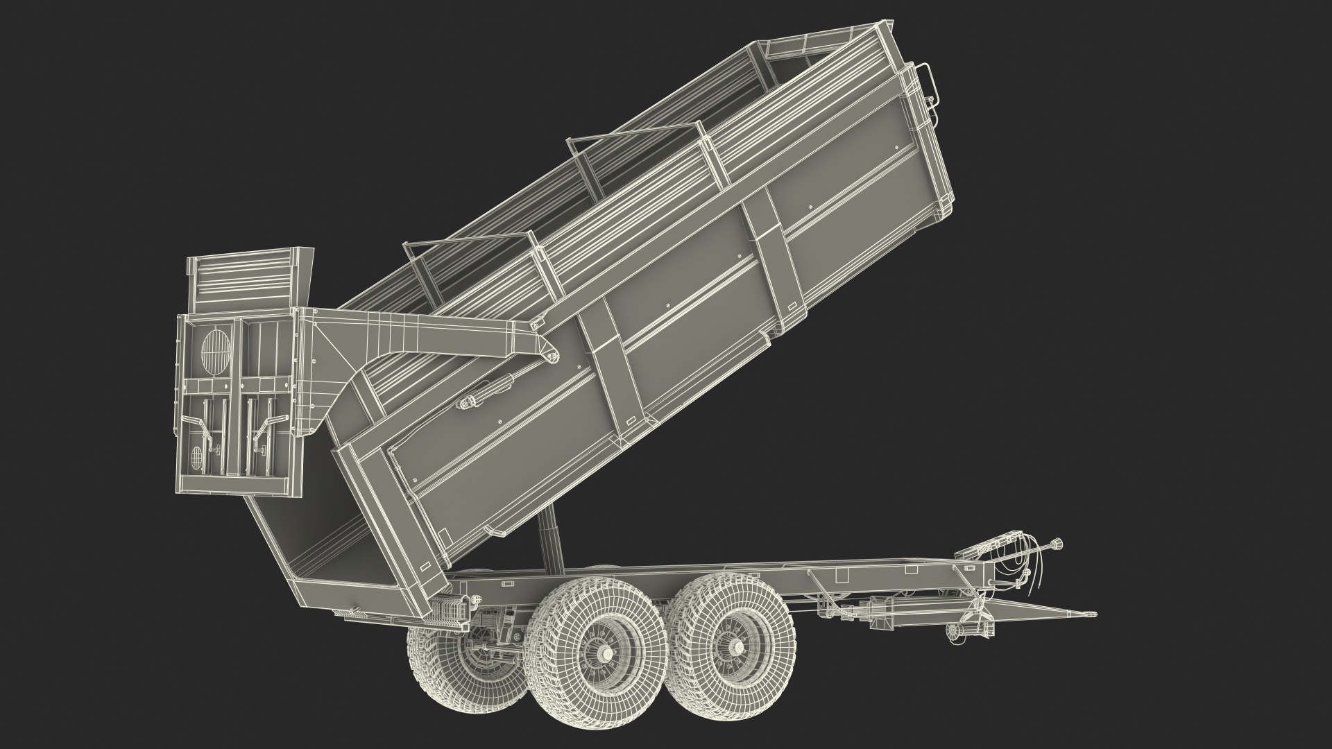 Maupu 18t Dirty Body Tipper Trailer Rigged 3D